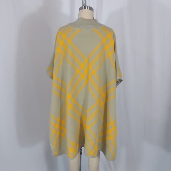 Burberry 'Carly' Check Wool Yellow Cape Size OS - Picture 3 of 5